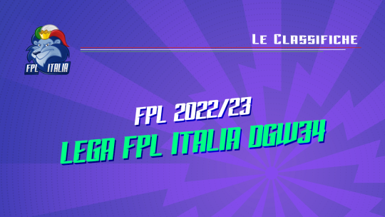Fantasy Premier League 2022/23 Lega FPL Italia DGW34